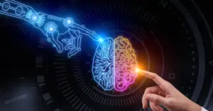 Professional confidently adapting to evolving workplace with technology and diverse team collaboration